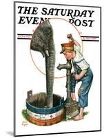 "Watering the Elephant," Saturday Evening Post Cover, July 16, 1927-Alan Foster-Mounted Premium Giclee Print