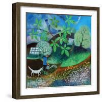 watering the seedlings,2020,(acrylics on paper)-Lisa Graa Jensen-Framed Giclee Print