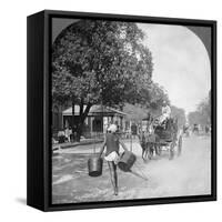 Watering the Streets of Rangoon, Burma, 1908-null-Framed Stretched Canvas