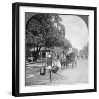 Watering the Streets of Rangoon, Burma, 1908-null-Framed Photographic Print
