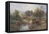 Watering Time-Myles Birket Foster-Framed Stretched Canvas