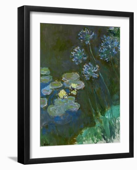 Waterlilies and Agapantes, 1914-1917-Claude Monet-Framed Giclee Print