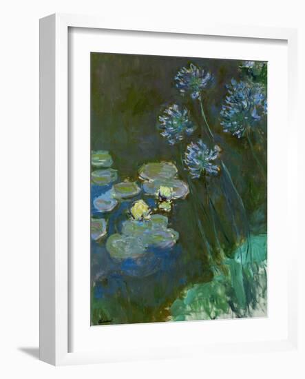 Waterlilies and Agapantes, 1914-1917-Claude Monet-Framed Giclee Print