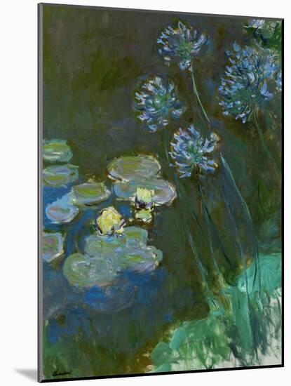 Waterlilies and Agapantes, 1914-1917-Claude Monet-Mounted Giclee Print