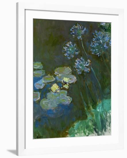 Waterlilies and Agapantes, 1914-1917-Claude Monet-Framed Giclee Print