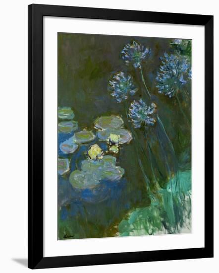 Waterlilies and Agapantes, 1914-1917-Claude Monet-Framed Giclee Print