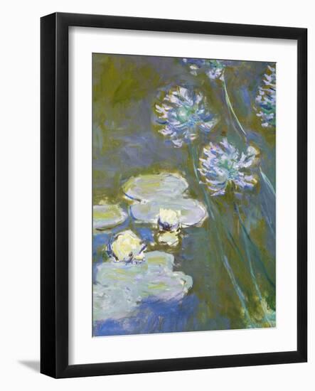 Waterlilies and Agapanthus, 1914-17 (Detail)-Claude Monet-Framed Giclee Print