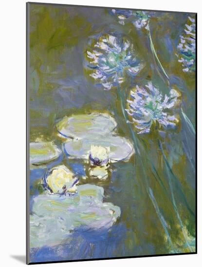 Waterlilies and Agapanthus, 1914-17 (Detail)-Claude Monet-Mounted Giclee Print