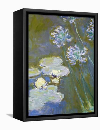 Waterlilies and Agapanthus, 1914-17 (Detail)-Claude Monet-Framed Stretched Canvas