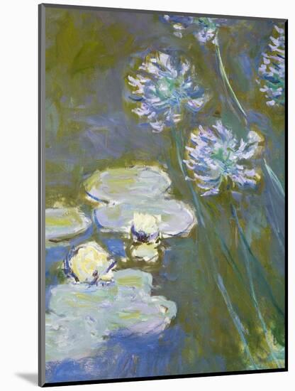 Waterlilies and Agapanthus, 1914-17 (Detail)-Claude Monet-Mounted Giclee Print