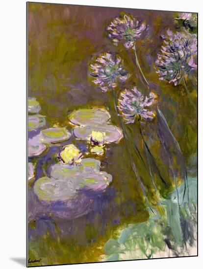 Waterlilies and Agapanthus, 1914-17-Claude Monet-Mounted Giclee Print