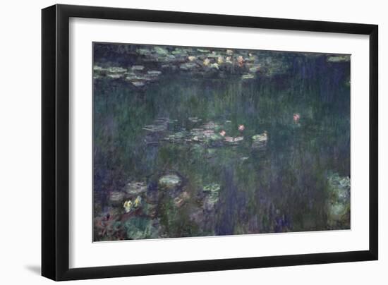 Waterlilies: Green Reflections, 1914-18 (Central Section)-Claude Monet-Framed Giclee Print