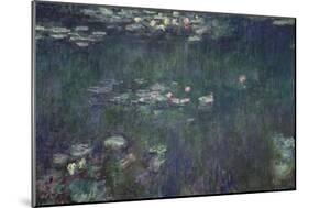 Waterlilies: Green Reflections, 1914-18 (Central Section)-Claude Monet-Mounted Giclee Print