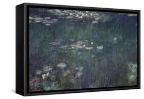 Waterlilies: Green Reflections, 1914-18 (Central Section)-Claude Monet-Framed Stretched Canvas