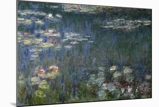 Waterlilies: Green Reflections, 1914-18 (Left Section)-Claude Monet-Mounted Giclee Print