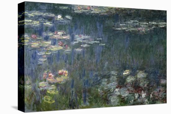 Waterlilies: Green Reflections, 1914-18 (Left Section)-Claude Monet-Stretched Canvas