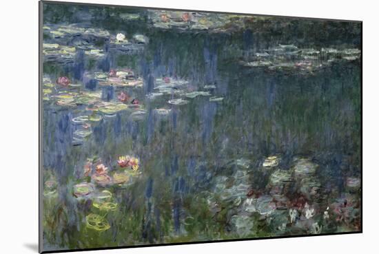 Waterlilies: Green Reflections, 1914-18 (Left Section)-Claude Monet-Mounted Giclee Print