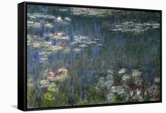 Waterlilies: Green Reflections, 1914-18 (Left Section)-Claude Monet-Framed Stretched Canvas