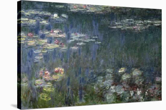 Waterlilies: Green Reflections, 1914-18 (Left Section)-Claude Monet-Stretched Canvas