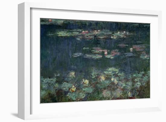 Waterlilies: Green Reflections, 1914-18 (Right Section)-Claude Monet-Framed Giclee Print