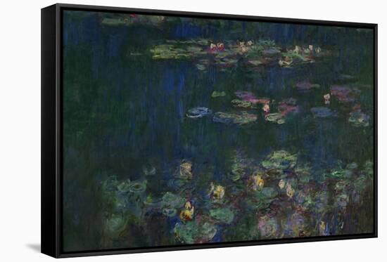 Waterlilies, Green Reflections, 1914-1918-Claude Monet-Framed Stretched Canvas