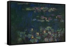 Waterlilies, Green Reflections, 1914-1918-Claude Monet-Framed Stretched Canvas