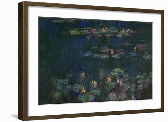 Waterlilies, Green Reflections, 1914-1918-Claude Monet-Framed Giclee Print