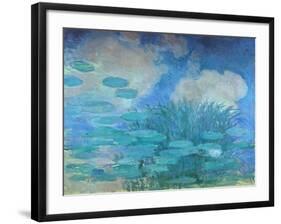 Waterlilies, (Harmony in Blue), 1914-1917-Claude Monet-Framed Giclee Print