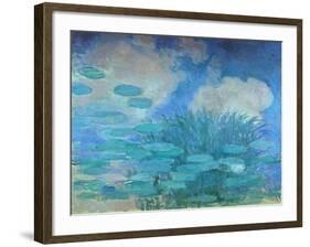 Waterlilies, (Harmony in Blue), 1914-1917-Claude Monet-Framed Giclee Print