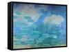 Waterlilies, (Harmony in Blue), 1914-1917-Claude Monet-Framed Stretched Canvas