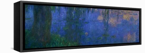 Waterlilies, Morning with Willows-Claude Monet-Framed Stretched Canvas