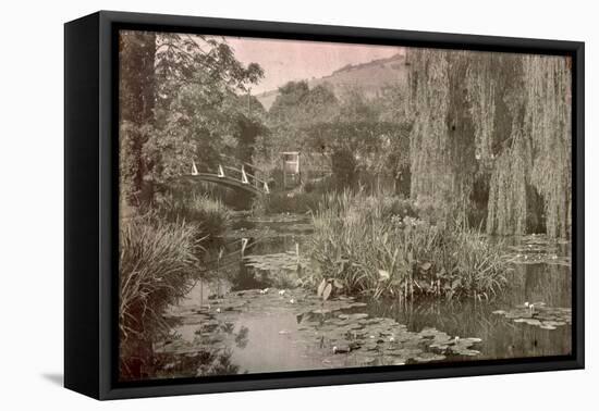 Waterlily Pond and Japanese Bridge in Monet's Garden at Giverny, Early 1920S (Photo)-French Photographer-Framed Stretched Canvas