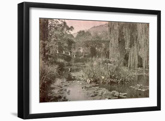 Waterlily Pond and Japanese Bridge in Monet's Garden at Giverny, Early 1920S (Photo)-French Photographer-Framed Giclee Print