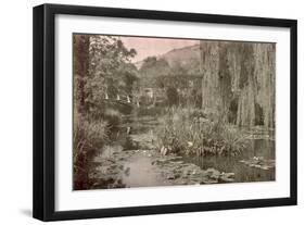 Waterlily Pond and Japanese Bridge in Monet's Garden at Giverny, Early 1920S (Photo)-French Photographer-Framed Giclee Print