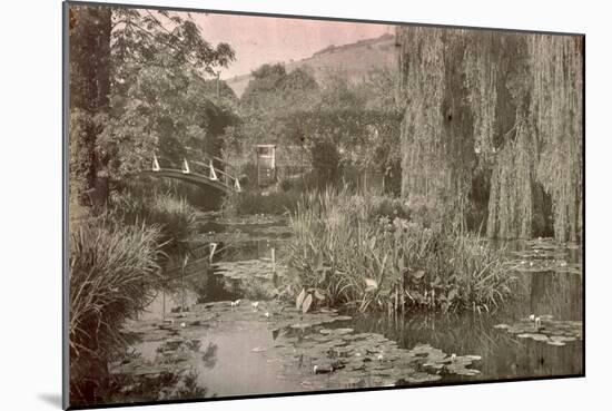 Waterlily Pond and Japanese Bridge in Monet's Garden at Giverny, Early 1920S (Photo)-French Photographer-Mounted Giclee Print