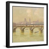 Waterloo Bridge and Hungerford Bridge with the Houses of Parliament Beyond, 1916-Emile Claus-Framed Giclee Print