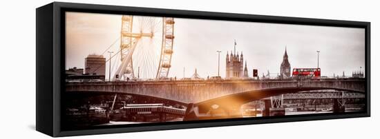 Waterloo Bridge and London Eye - Big Ben and Millennium Wheel - River Thames - City of London - UK-Philippe Hugonnard-Framed Stretched Canvas