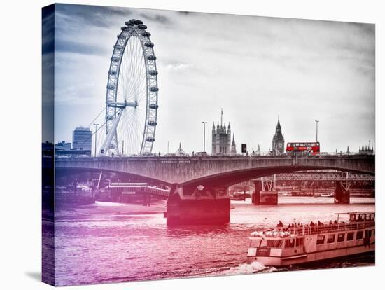 Waterloo Bridge and London Eye - Big Ben and Millennium Wheel - River Thames - City of London - UK-Philippe Hugonnard-Stretched Canvas