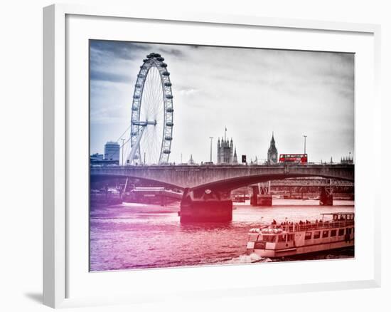 Waterloo Bridge and London Eye - Big Ben and Millennium Wheel - River Thames - City of London - UK-Philippe Hugonnard-Framed Photographic Print