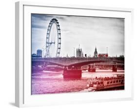 Waterloo Bridge and London Eye - Big Ben and Millennium Wheel - River Thames - City of London - UK-Philippe Hugonnard-Framed Photographic Print