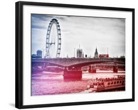 Waterloo Bridge and London Eye - Big Ben and Millennium Wheel - River Thames - City of London - UK-Philippe Hugonnard-Framed Photographic Print