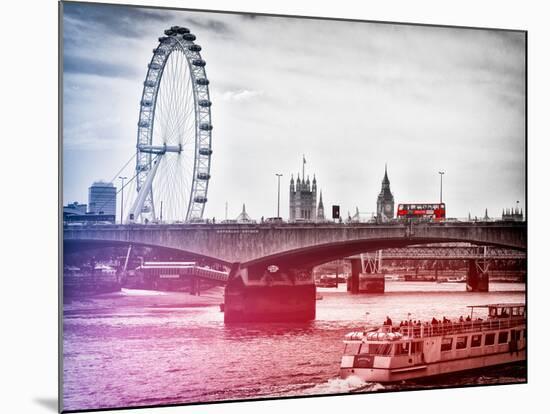 Waterloo Bridge and London Eye - Big Ben and Millennium Wheel - River Thames - City of London - UK-Philippe Hugonnard-Mounted Photographic Print