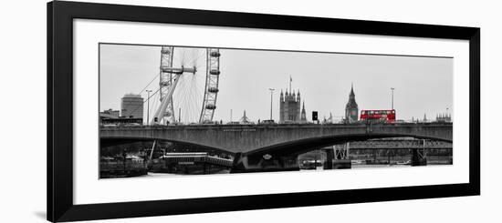 Waterloo Bridge and London Eye - Big Ben and Millennium Wheel - River Thames - City of London - UK-Philippe Hugonnard-Framed Photographic Print