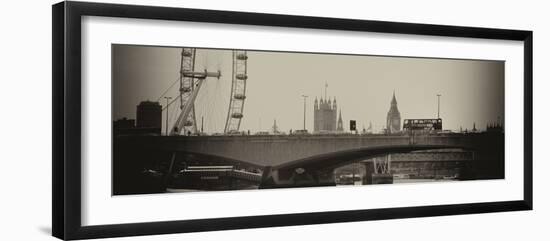 Waterloo Bridge and London Eye - Big Ben and Millennium Wheel - River Thames - City of London - UK-Philippe Hugonnard-Framed Photographic Print