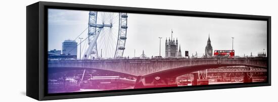 Waterloo Bridge and London Eye - Big Ben and Millennium Wheel - River Thames - City of London - UK-Philippe Hugonnard-Framed Stretched Canvas