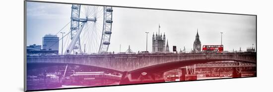 Waterloo Bridge and London Eye - Big Ben and Millennium Wheel - River Thames - City of London - UK-Philippe Hugonnard-Mounted Photographic Print