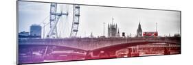 Waterloo Bridge and London Eye - Big Ben and Millennium Wheel - River Thames - City of London - UK-Philippe Hugonnard-Mounted Photographic Print