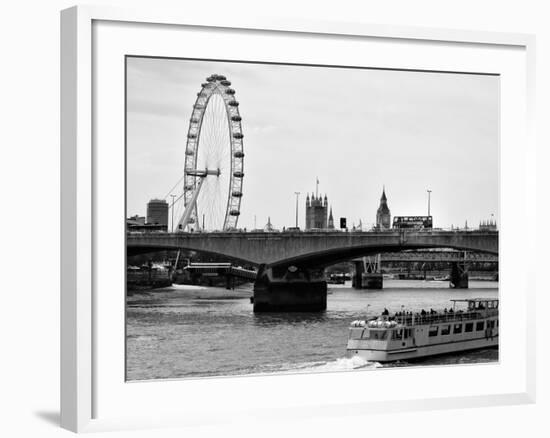 Waterloo Bridge and London Eye - Big Ben and Millennium Wheel - River Thames - City of London - UK-Philippe Hugonnard-Framed Photographic Print