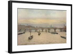 'Waterloo Bridge From Charing Cross Railway Bridge', 1888 (1926)-John Crowther-Framed Giclee Print