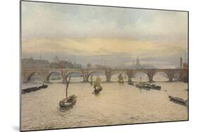 'Waterloo Bridge From Charing Cross Railway Bridge', 1888 (1926)-John Crowther-Mounted Giclee Print